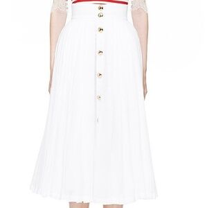 Natasha Zinko Skirt Linen Gold Button High Waist Pleated‎ Midi US 2